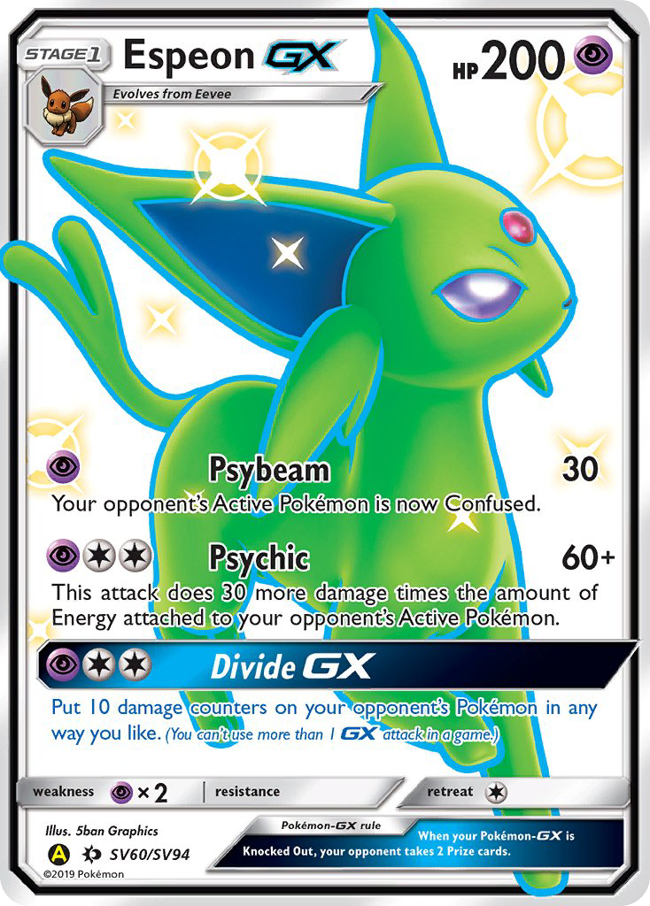 Espeon GX SV60/SV94 Hidden Fates Shiny Vault English Pokémon card