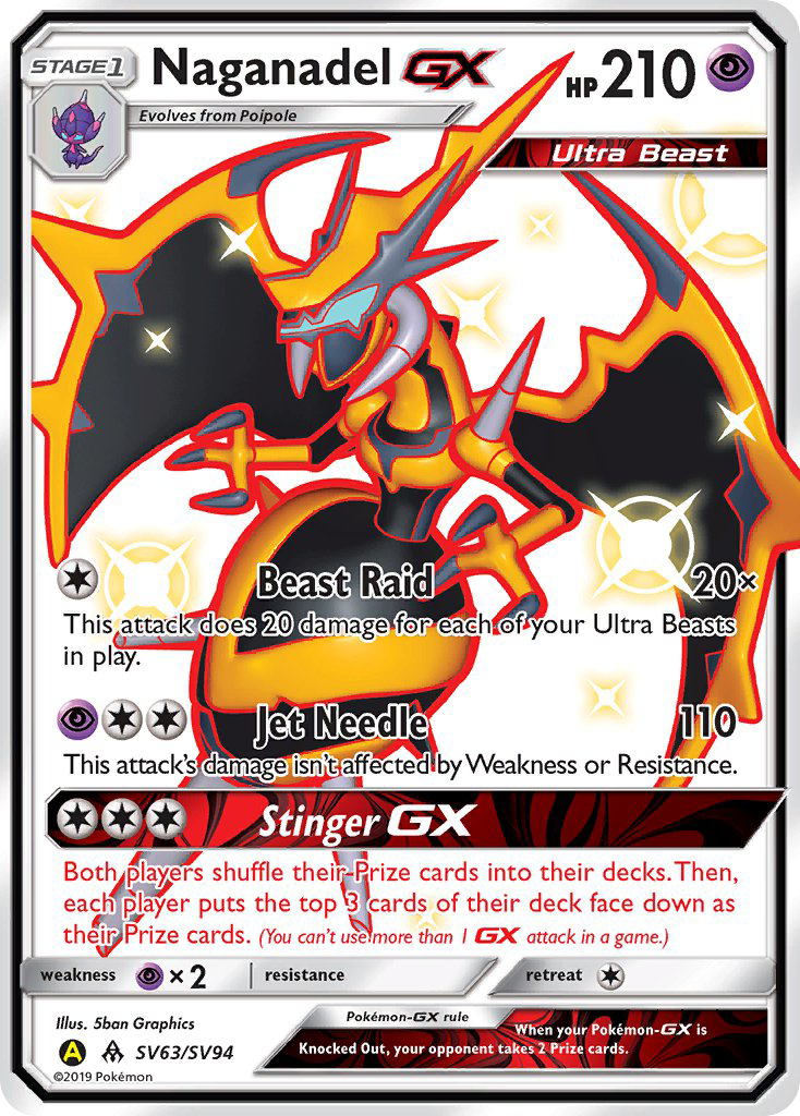 Naganadel GX SV63/SV94 Hidden Fates Shiny Vault English Pokémon card