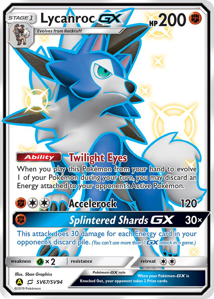 Lycanroc GX SV67/SV94 Hidden Fates Shiny Vault English Pokémon card