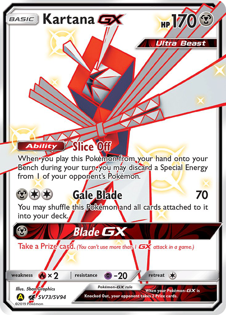 Kartana GX SV73/SV94 Hidden Fates Shiny Vault English Pokémon card