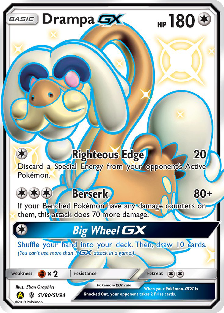 Drampa GX SV80/SV94 Hidden Fates Shiny Vault English Pokémon card