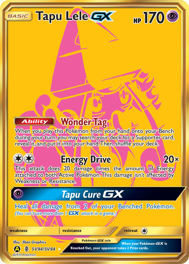 Tapu Lele GX SV94/SV94 Hidden Fates Shiny Vault English Pokémon card
