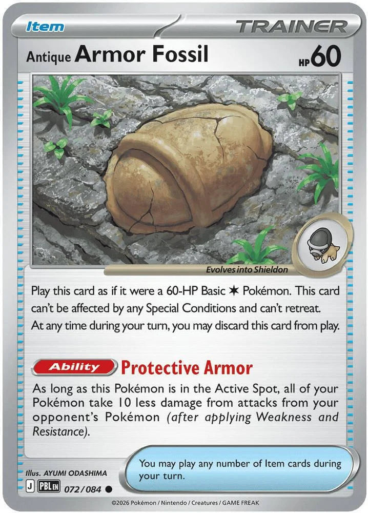 Antique Armor Fossil 72/84 Pitch Black English Pokémon card