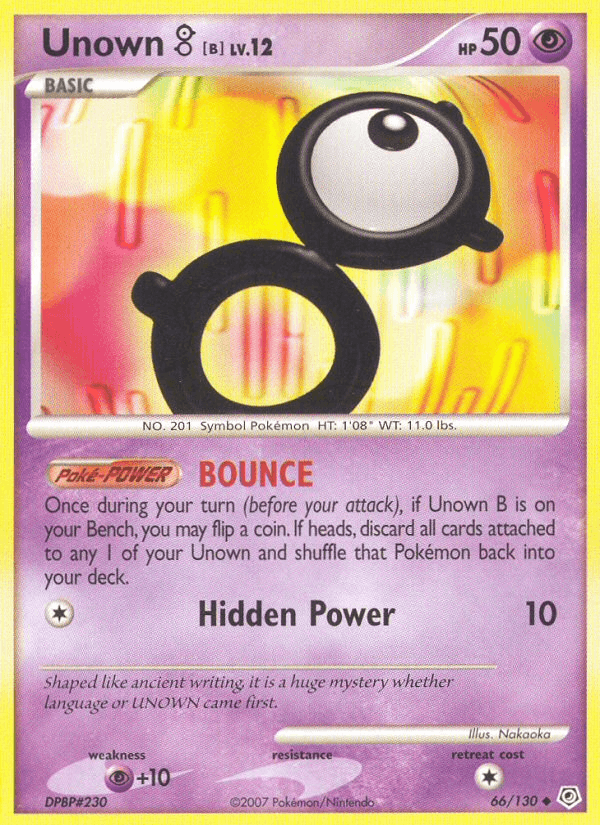 Unown B 66/130 Diamond & Pearl English Pokémon card