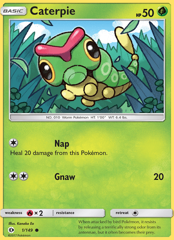 Caterpie 1/149 Sun & Moon Base Set English Pokémon card