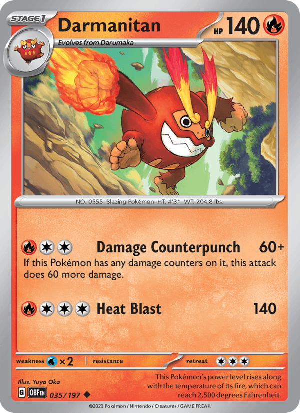 Darmanitan 35/197 Obsidian Flames English Pokémon card