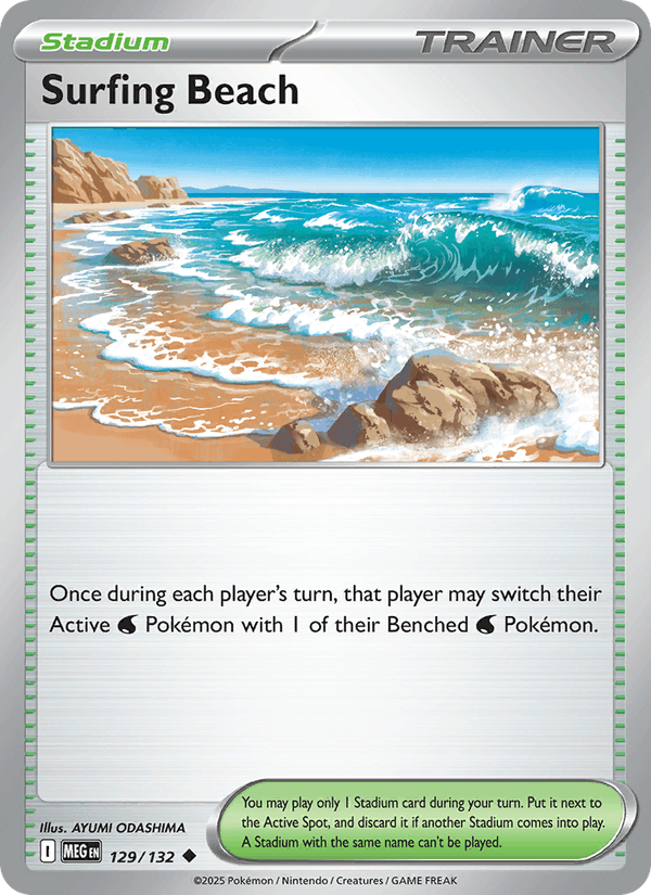 Surfing Beach 129/132 Mega Evolution English Pokémon card