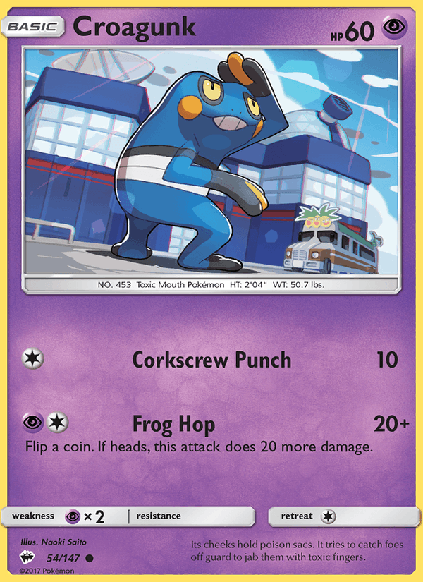 Croagunk 54/147 Burning Shadows English Pokémon card