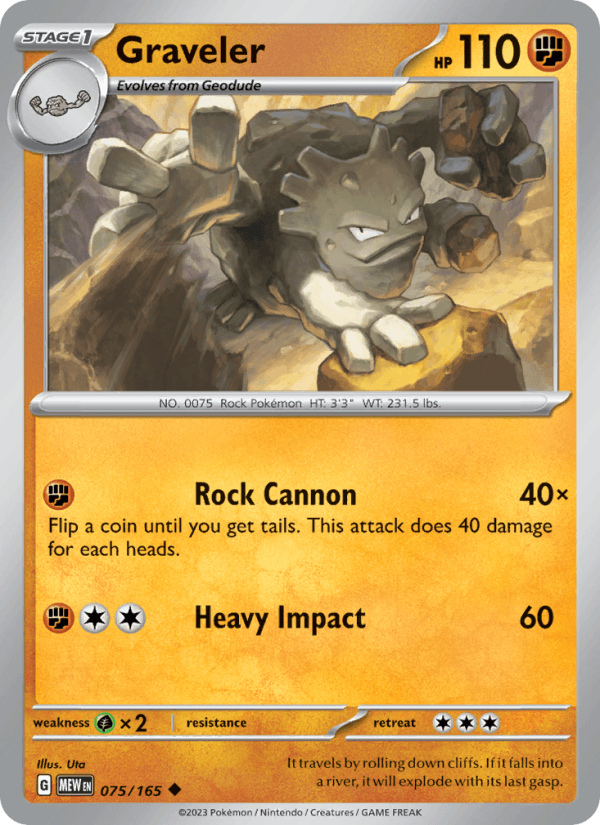 Graveler 75/165 151 English Pokémon card