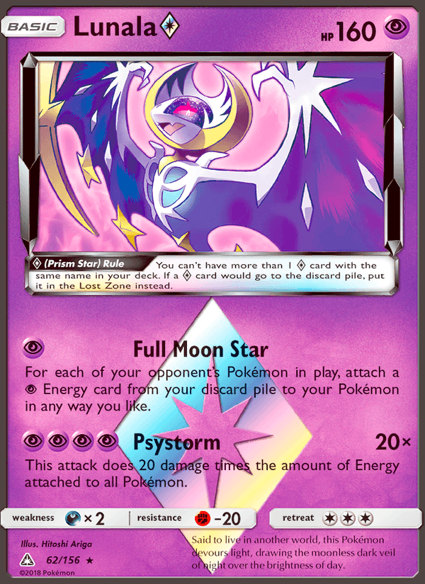 Lunala ◇ 62/156 Ultra Prism English Pokémon card