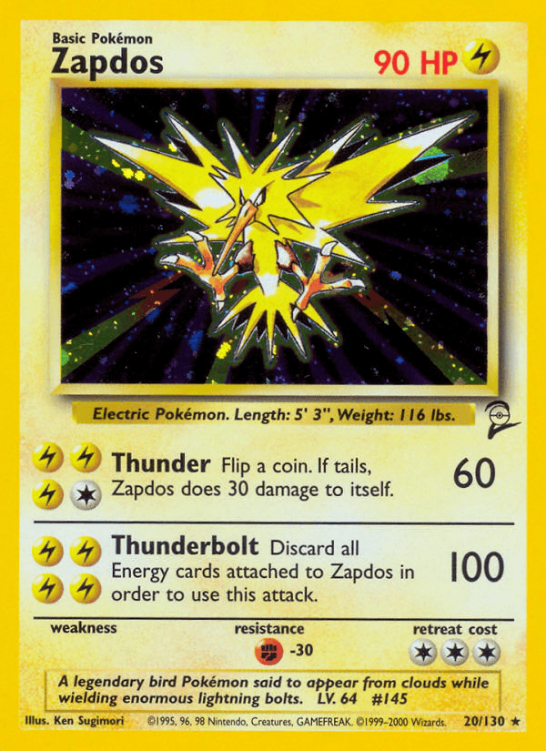 Zapdos 20/130 Base Set 2 English Pokémon card
