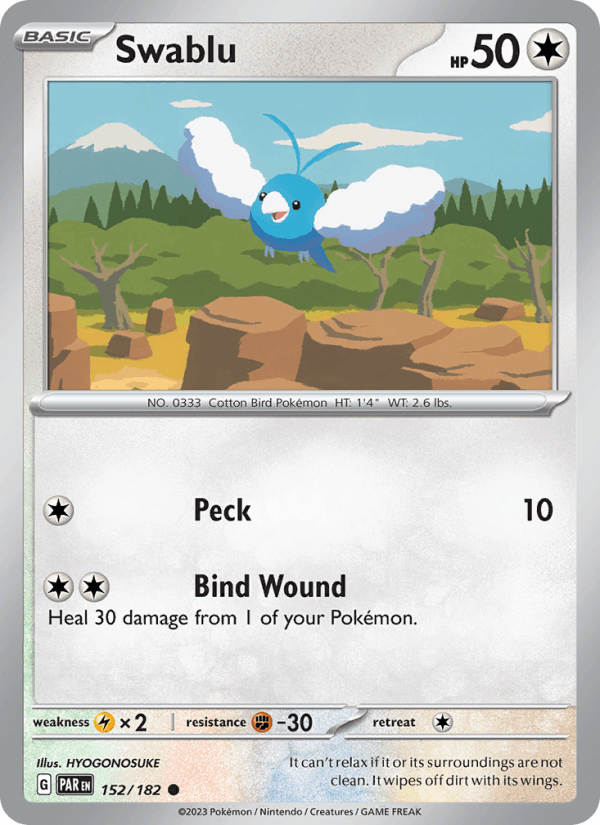 Swablu 152/182 Paradox Rift English Pokémon card