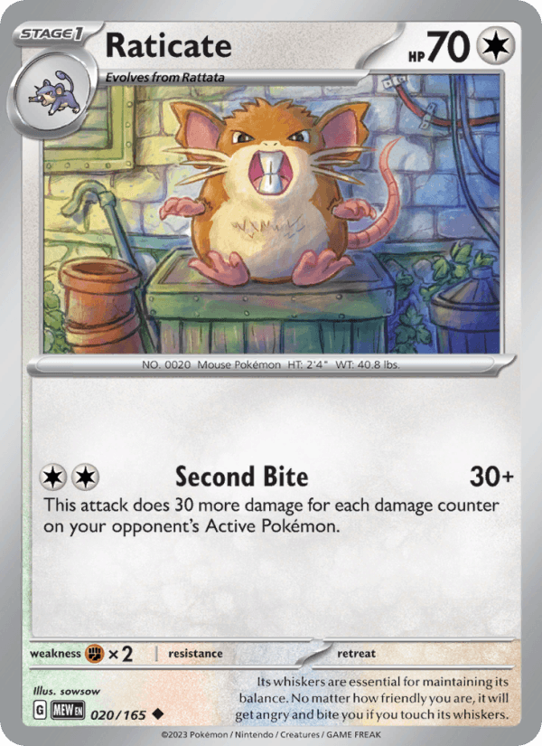 Raticate 20/165 151 English Pokémon card
