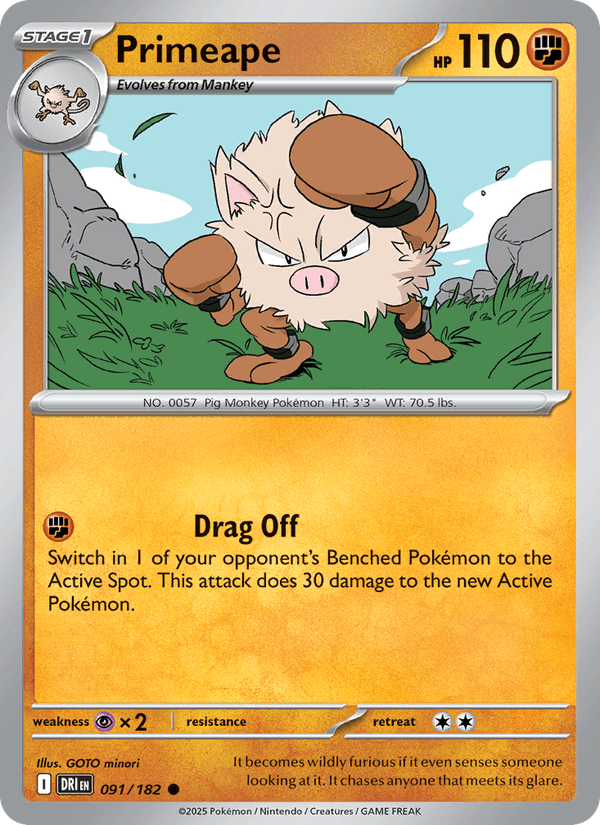 Primeape 91/182 Destined Rivals English Pokémon card