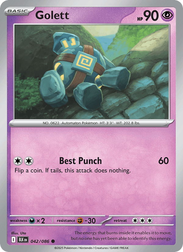 Golett 42/86 Black Bolt English Pokémon card