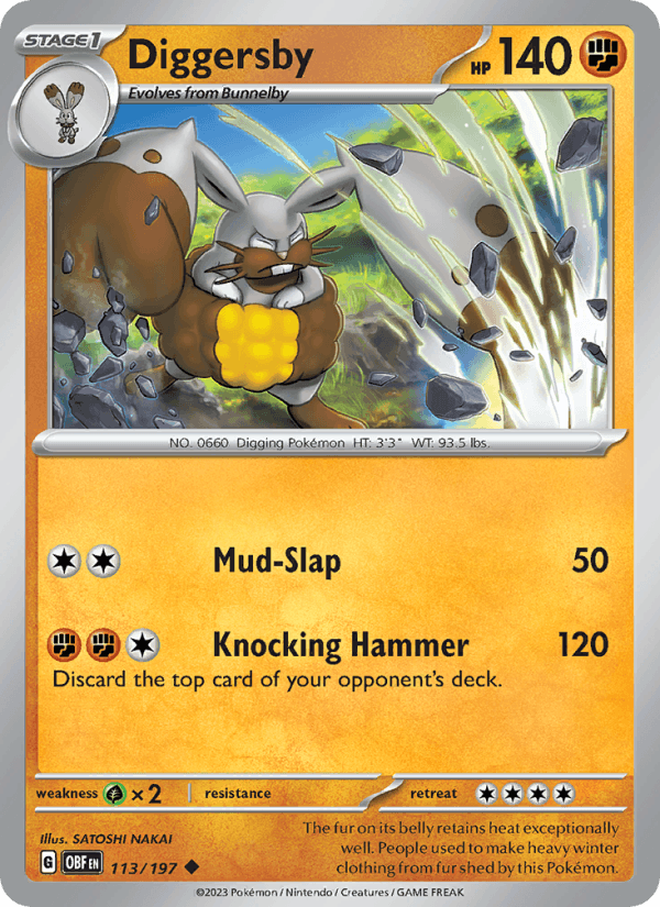 Diggersby 113/197 Obsidian Flames English Pokémon card