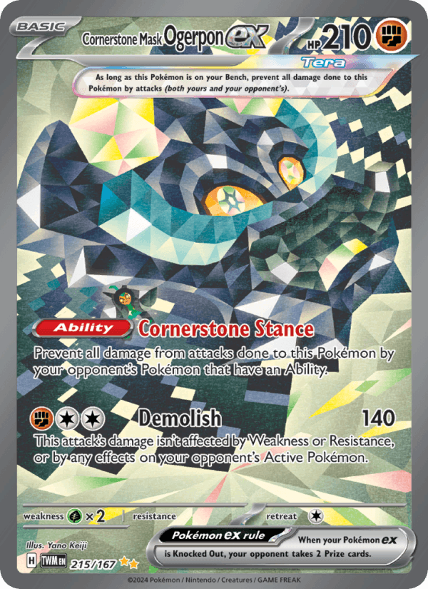 Cornerstone Mask Ogerpon ex 215/167 Twilight Masquerade English Pokémon card