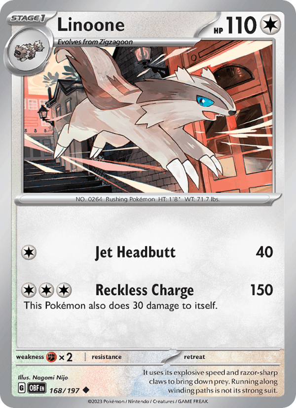 Linoone 168/197 Obsidian Flames English Pokémon card