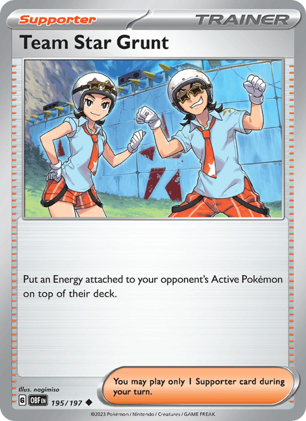 Team Star Grunt 195/197 Obsidian Flames English Pokémon card