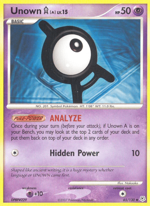 Unown A 65/130 Diamond & Pearl English Pokémon card