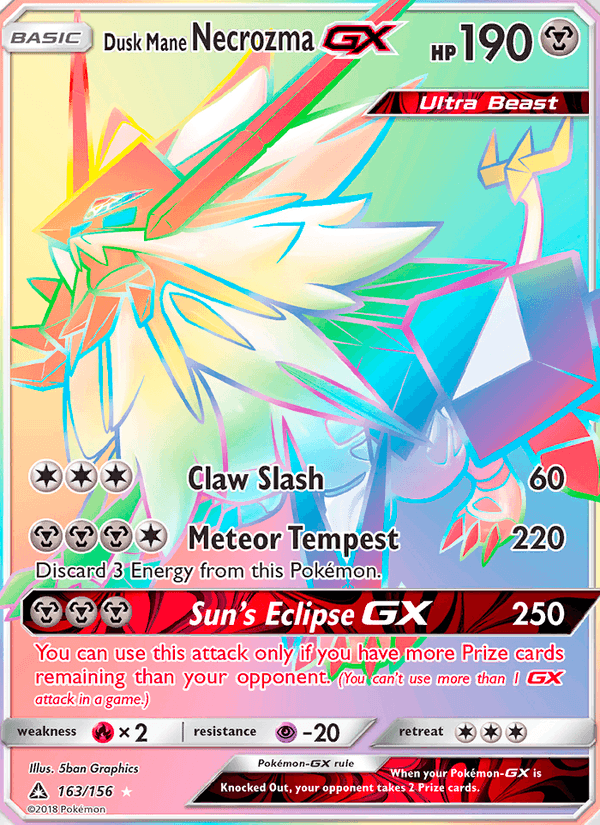 Dusk Mane Necrozma GX 163/156 Ultra Prism English Pokémon card