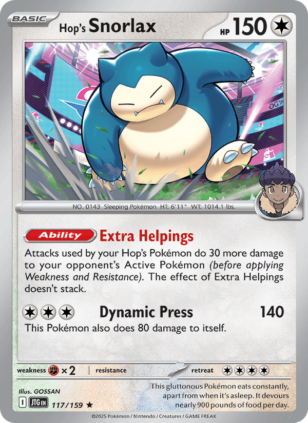Hop's Snorlax 117/159 Journey Together English Pokémon card