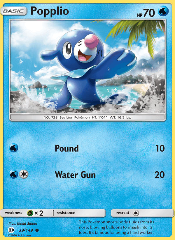 Popplio 39/149 Sun & Moon Base Set English Pokémon card