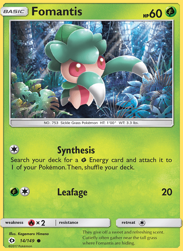 Fomantis 14/149 Sun & Moon Base Set English Pokémon card
