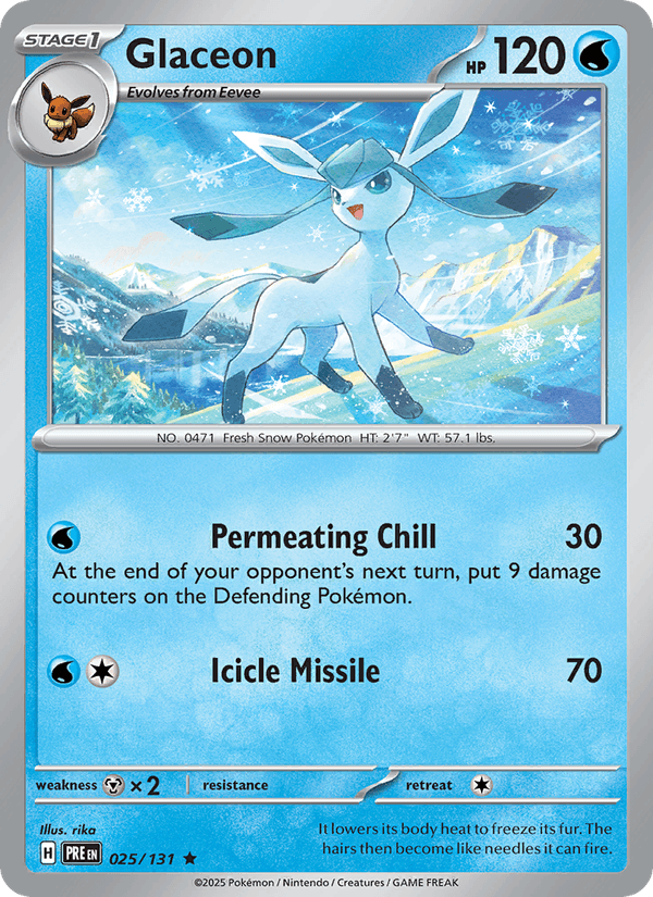 Glaceon 25/131 Prismatic Evolutions English Pokémon card