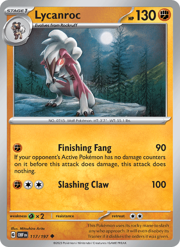 Lycanroc 117/197 Obsidian Flames English Pokémon card