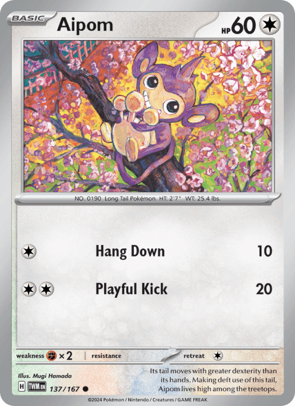 Aipom 137/167 Twilight Masquerade English Pokémon card