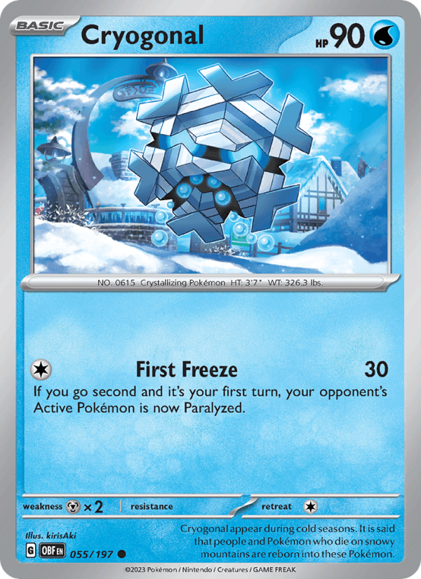 Cryogonal 55/197 Obsidian Flames English Pokémon card