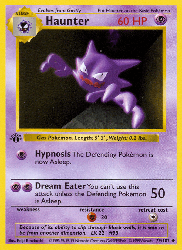 Haunter 29/102 Base Set English Pokémon card