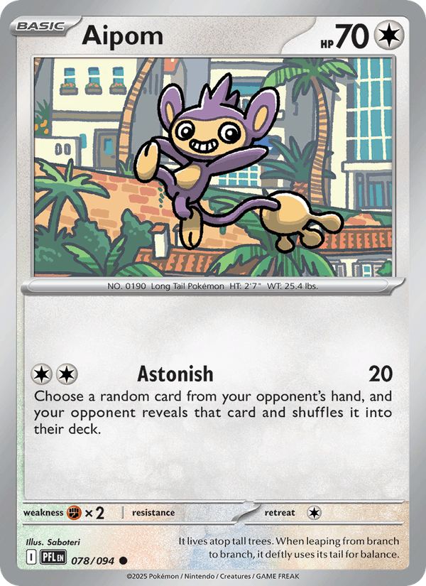 Aipom 78/94 Phantasmal Flames English Pokémon card