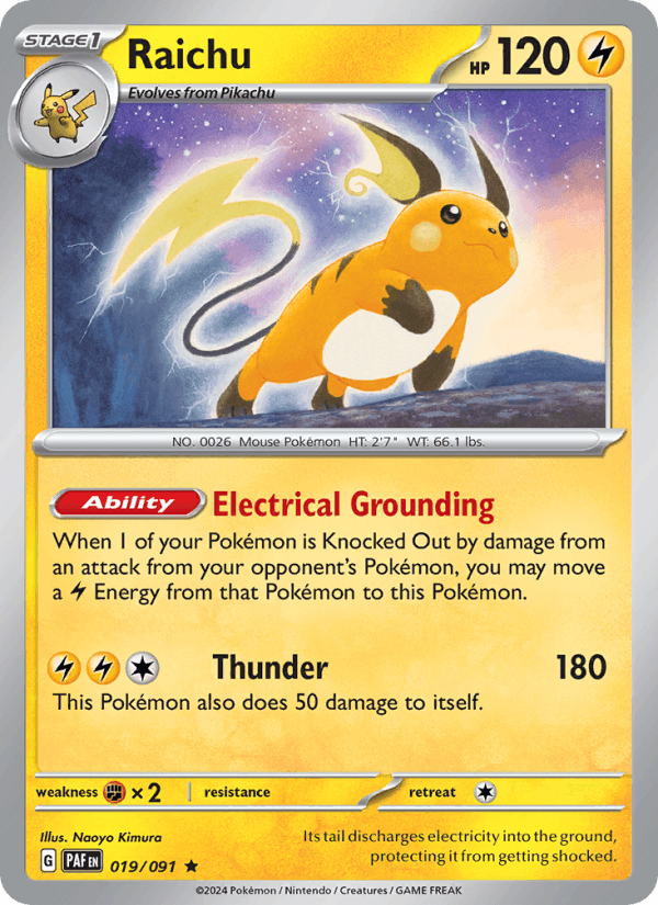 Raichu 19/91 Paldean Fates English Pokémon card
