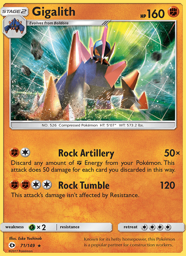 Gigalith 71/149 Sun & Moon Base Set English Pokémon card