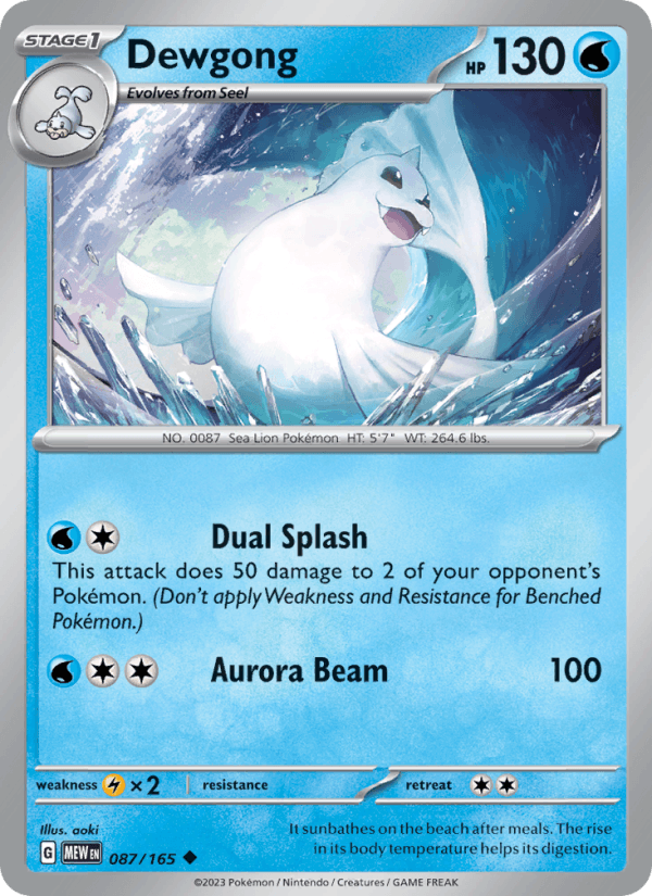 Dewgong 87/165 151 English Pokémon card