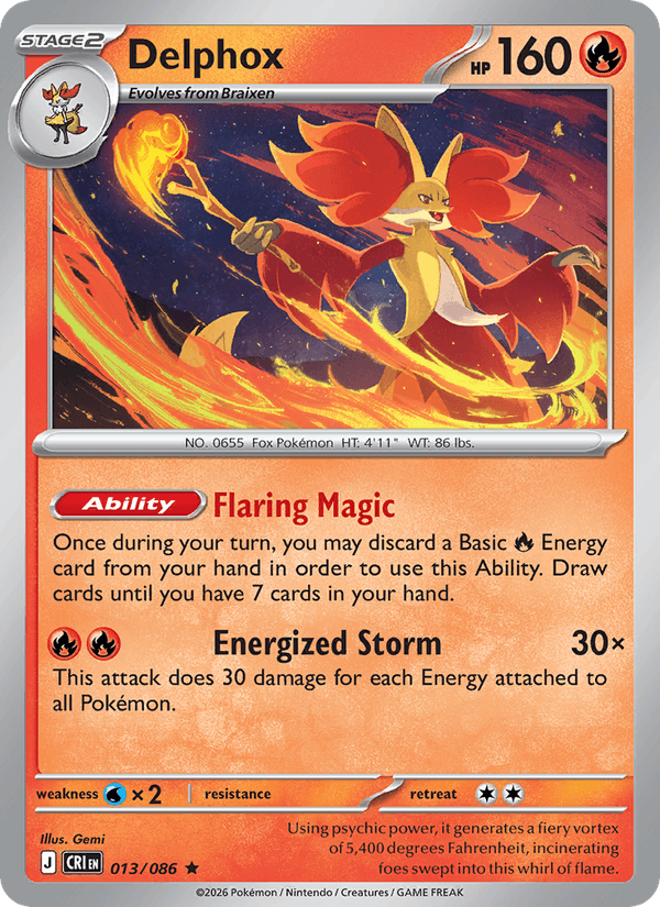 Delphox 13/86 Chaos Rising English Pokémon card