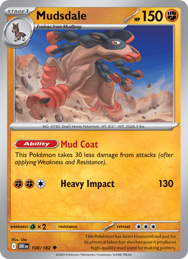 Mudsdale 108/182 Destined Rivals English Pokémon card