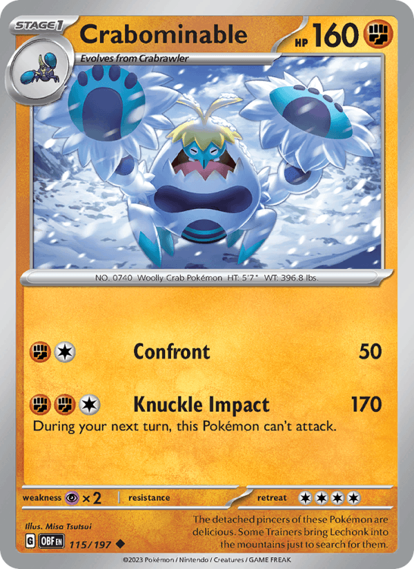 Crabominable 115/197 Obsidian Flames English Pokémon card