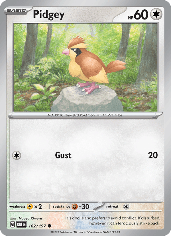 Pidgey 162/197 Obsidian Flames English Pokémon card
