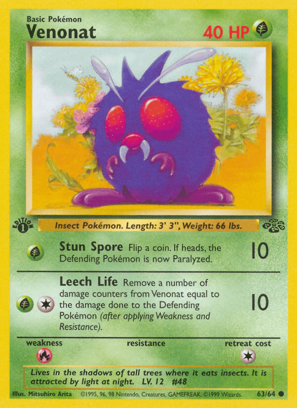 Venonat 63/64 Jungle English Pokémon card