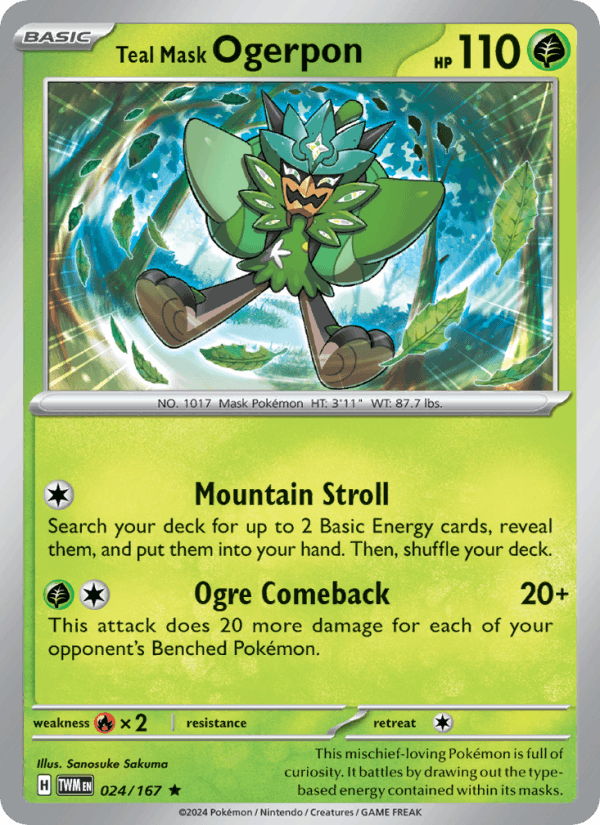 Teal Mask Ogerpon 24/167 Twilight Masquerade English Pokémon card