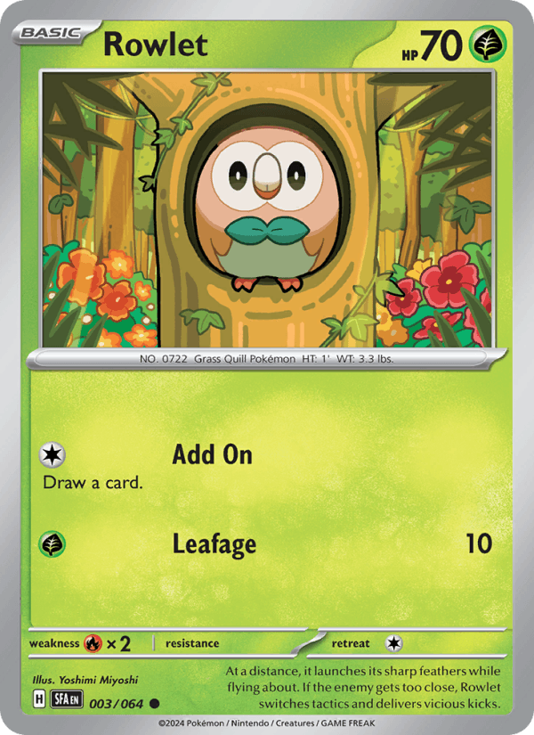 Rowlet 3/64 Shrouded Fable English Pokémon card