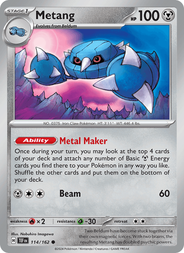 Metang 114/162 Temporal Forces English Pokémon card