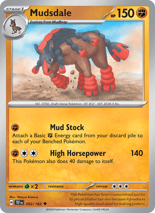 Mudsdale 92/162 Temporal Forces English Pokémon card