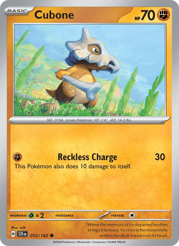 Cubone 72/142 Stellar Crown English Pokémon card