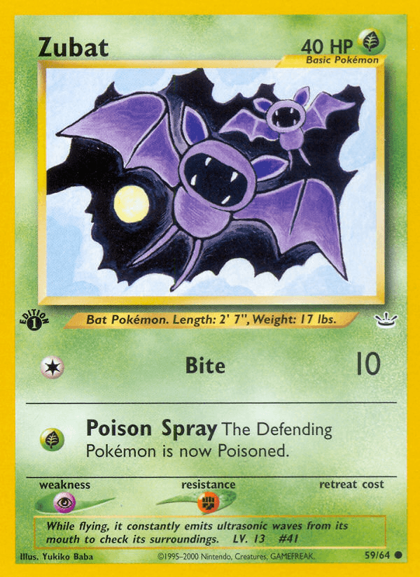 Zubat 59 Neo Revelation English Pokemon card