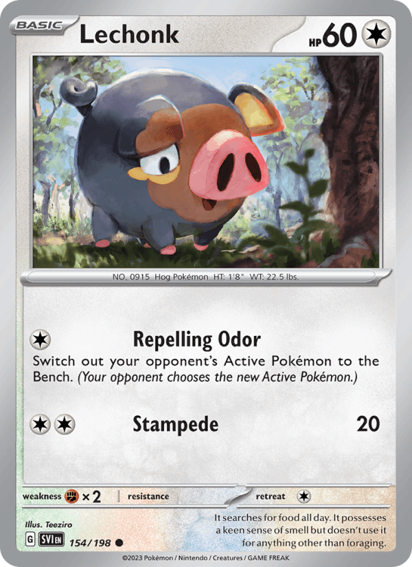 Lechonk 154/198 Scarlet & Violet English Pokémon card