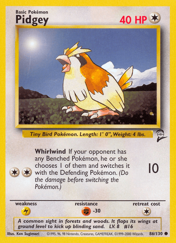 Pidgey 86/130 Base Set 2 English Pokémon card
